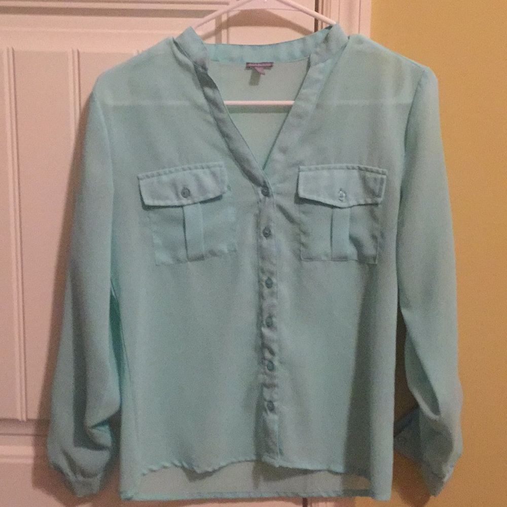 Charlotte Russe Sheer Long Sleeve Blouse, size XS